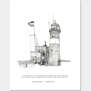 Lighthouse North Head (Vuurtoren Noorderhoofd) Westkapelle Netherlands Pen and Ink Illustration Posters and Art